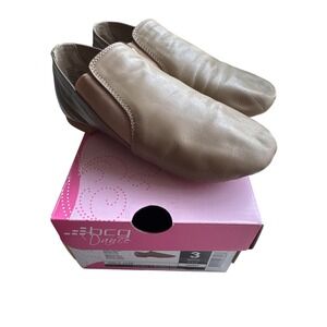 BCG Dance Girls‎ Jazz Slip On Leather Dance Shoes Size 3 Tan Comfortable